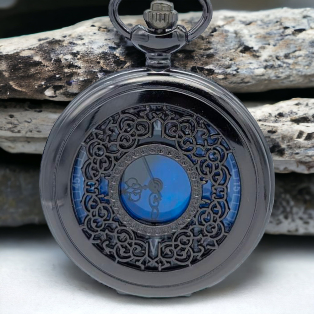 Pocket Watch Black Starry Sky Blue Moon Astrological Astronomy NEW Vintage Style